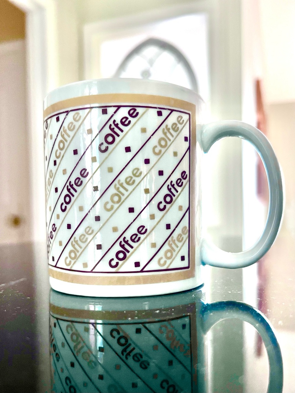 Vintage 1990 Houston Foods "Coffee" Repeat Pattern Mug - Original Design - EUC